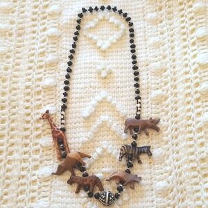 Handcrafted Wooden African Animal Necklace